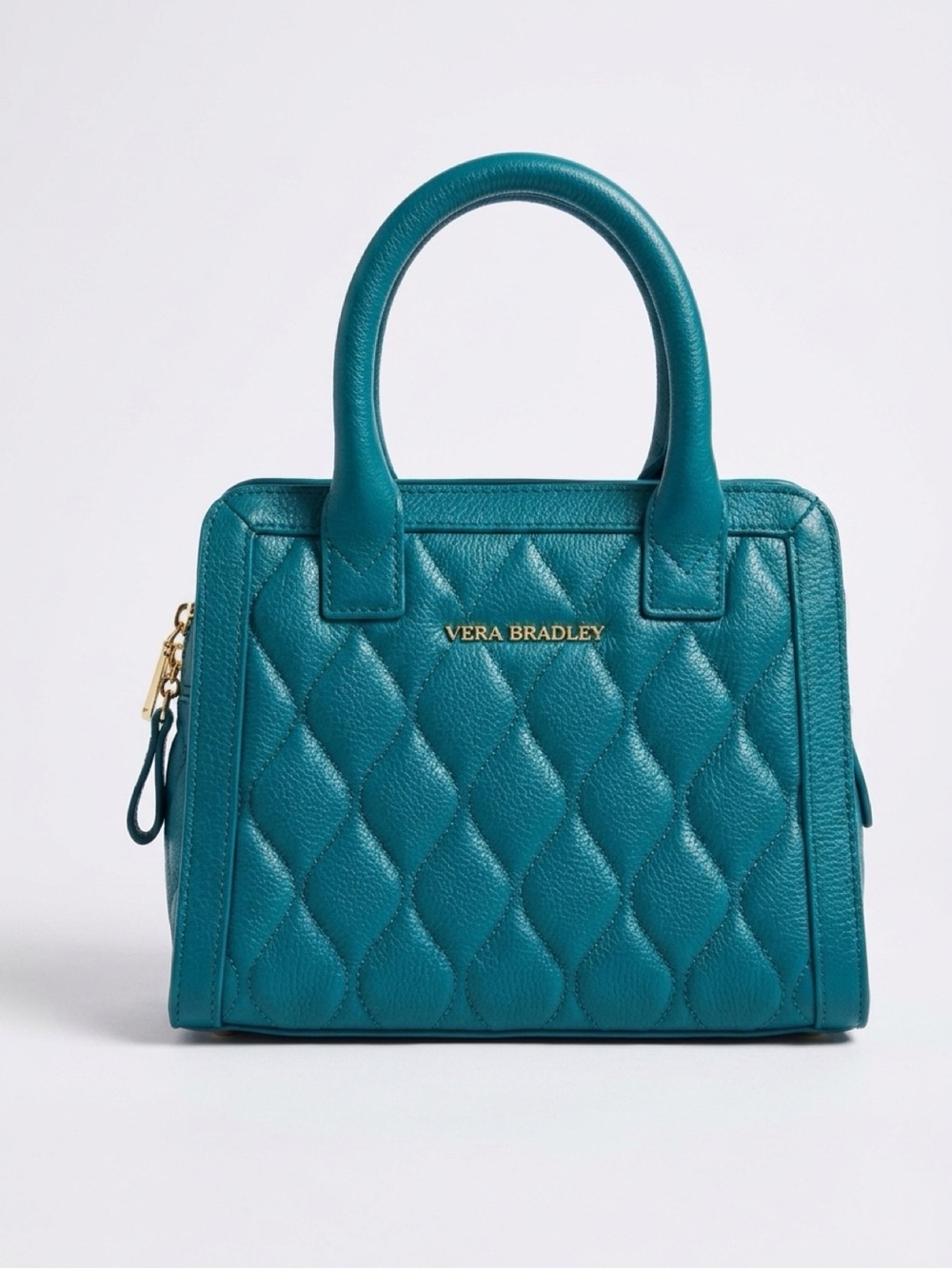 NWT Vera Bradley Stella Teal Quilted Leather Top Handle Handbag